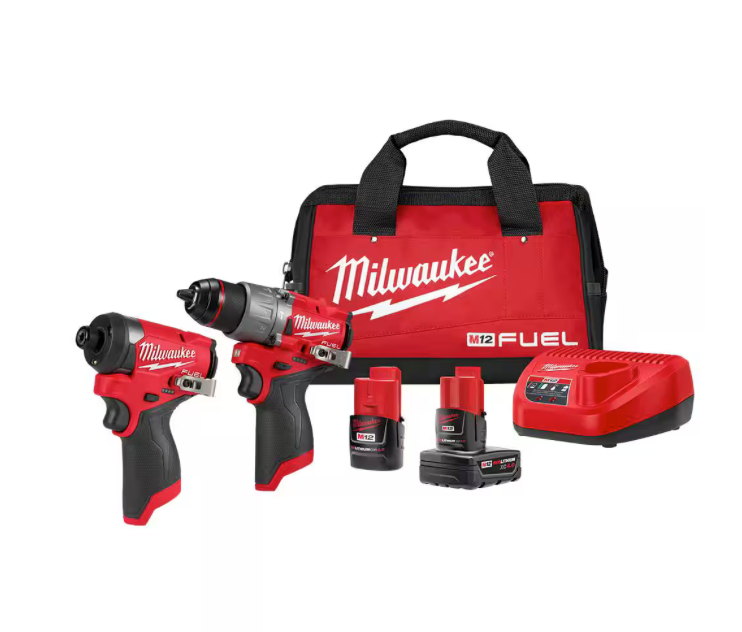 M12 FUEL 12-Volt Lithium-Ion Brushless Cordless Hammer Drill and Impact Driver Combo Kit w/2 Batteries and Bag (2-Tool)