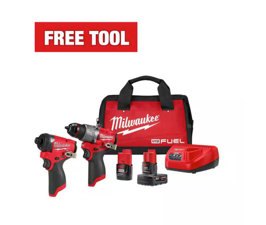 M12 FUEL 12-Volt Lithium-Ion Brushless Cordless Hammer Drill and Impact Driver Combo Kit w/2 Batteries and Bag (2-Tool)